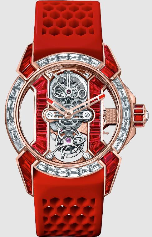 Review Jacob & Co EPIC X TOURBILLON BAGUETTE RUBIES EX500.40.BD.BR.A Replica watch - Click Image to Close